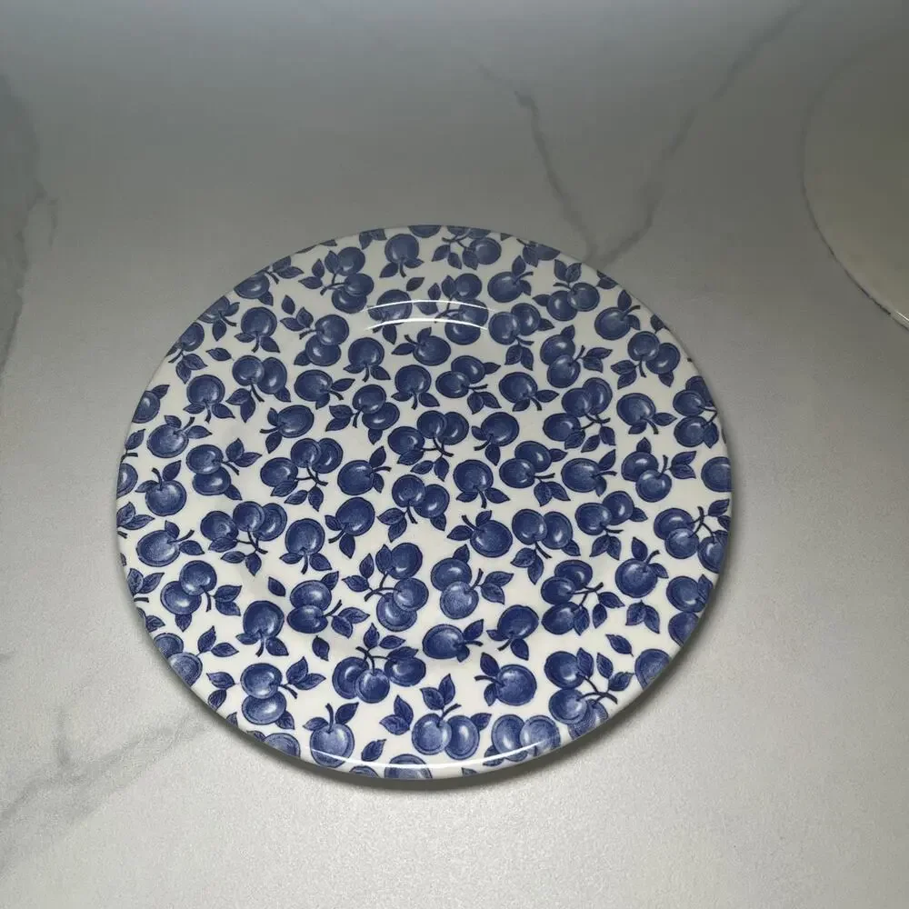 Eit Blue By English Ironstone Set (2) Blue / White Fruit Leaves 7